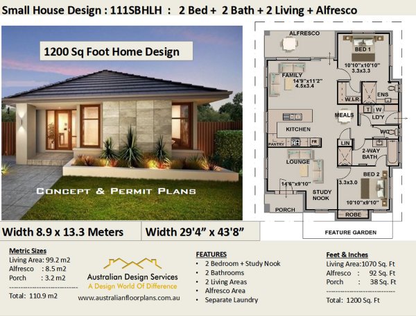 2 Bedroom Modern Granny Flat Plan